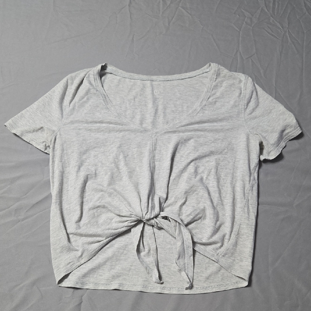 Lululemon athletica Light Gray Tie-Front Tee